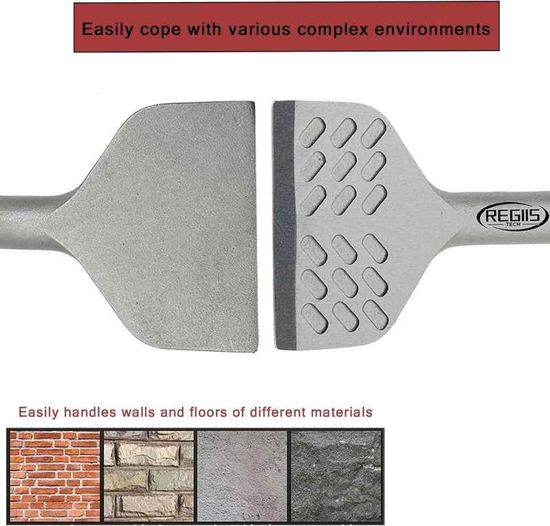 Regiis Tech SDS Plus Floor Scraper 4 in. x 11 in. Wide Angled Flooring Adhesives Remover, Cranked Thinset Removal Chisel Tool - Image 5